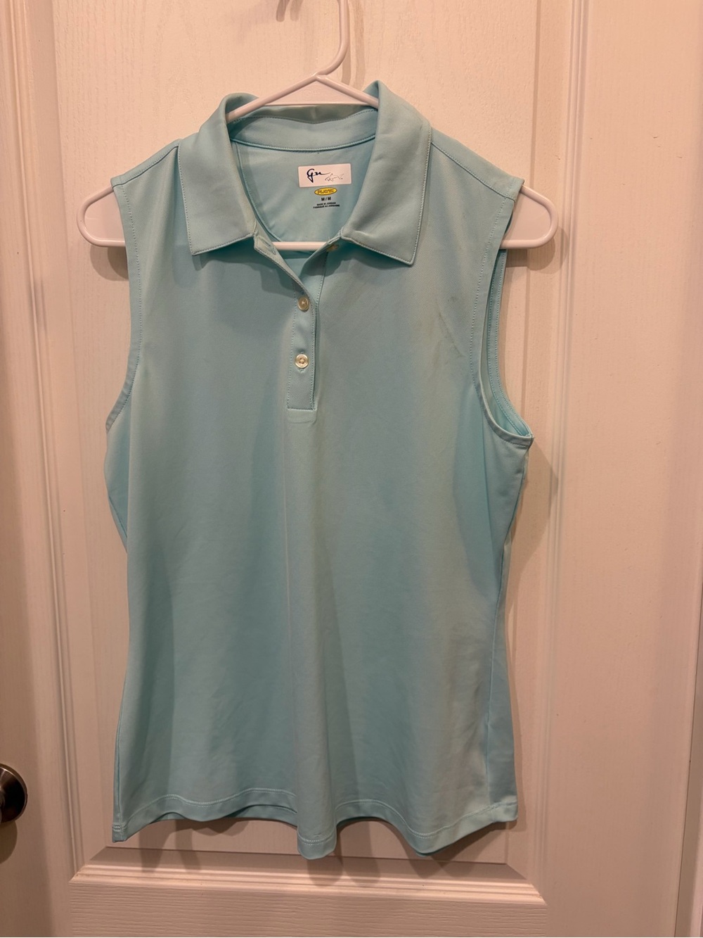 Greg Norman Collection Sleeveless Polo Tank in Light Aqua